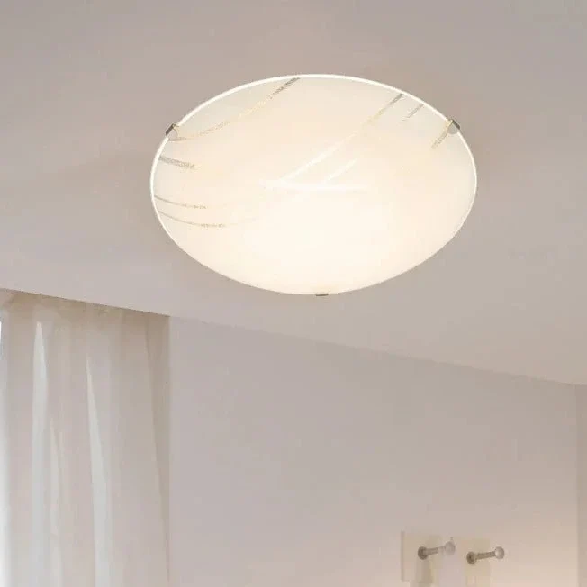 Runde LED Deckenleuchte NOVO Glas weiß mit Dekor 25 cm | Briloner