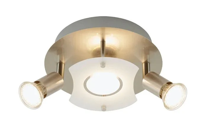 LED Deckenleuchte rund mit Strahlern START 3flg nickel matt 20cm