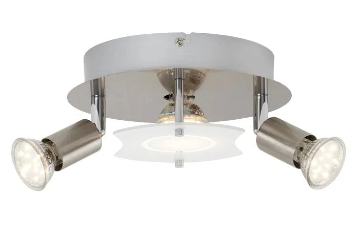 LED Deckenleuchte rund mit Strahlern START 3flg nickel matt 20cm