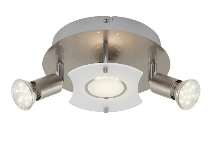LED Deckenleuchte rund mit Strahlern START 3flg nickel matt 20cm