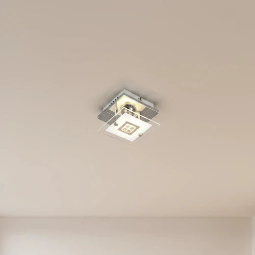 Kleine LED Wand- & Deckenleuchte TULA mit Glas Chrom 12x12 cm – Chrom glänzend | Briloner