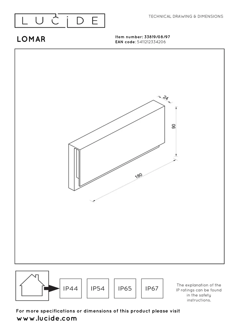 Außenwandleuchte Lomar IP54 18cm Rostfarben