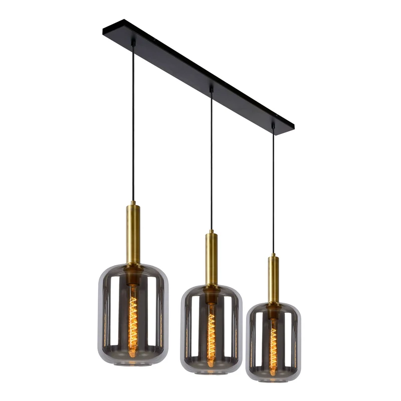 Pendelleuchte Joanet 3-flammig mit Schirm aus Glas