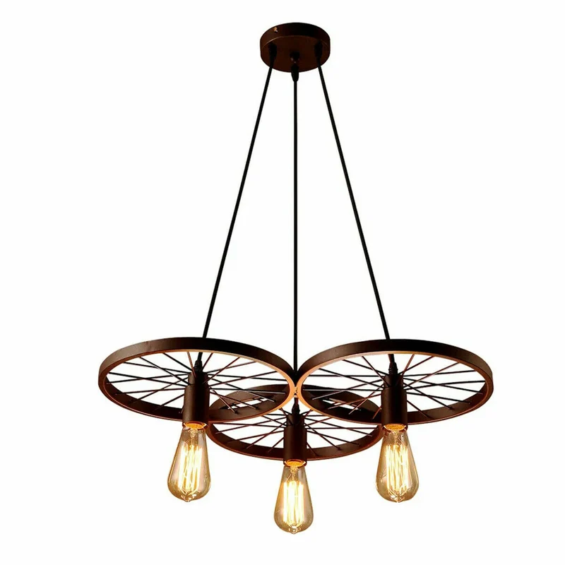 Vintage Deckenpendelleuchte Industrielles Rad Pendel Hängende Retro Lampe ~ 3246