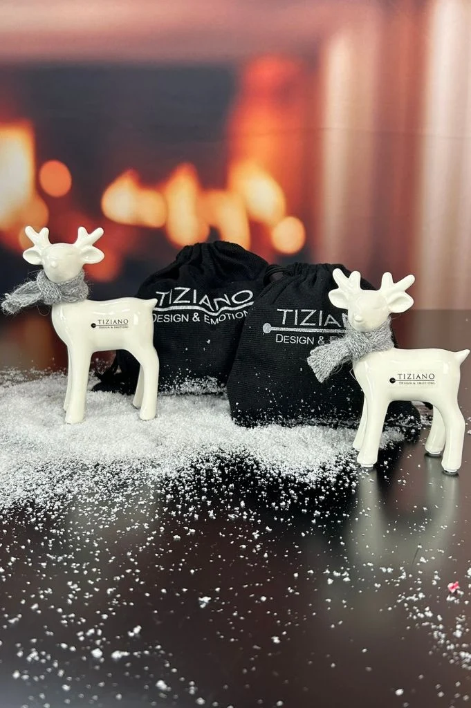 Geschenksäckchen Deko Reh Romi mit grauem Schal