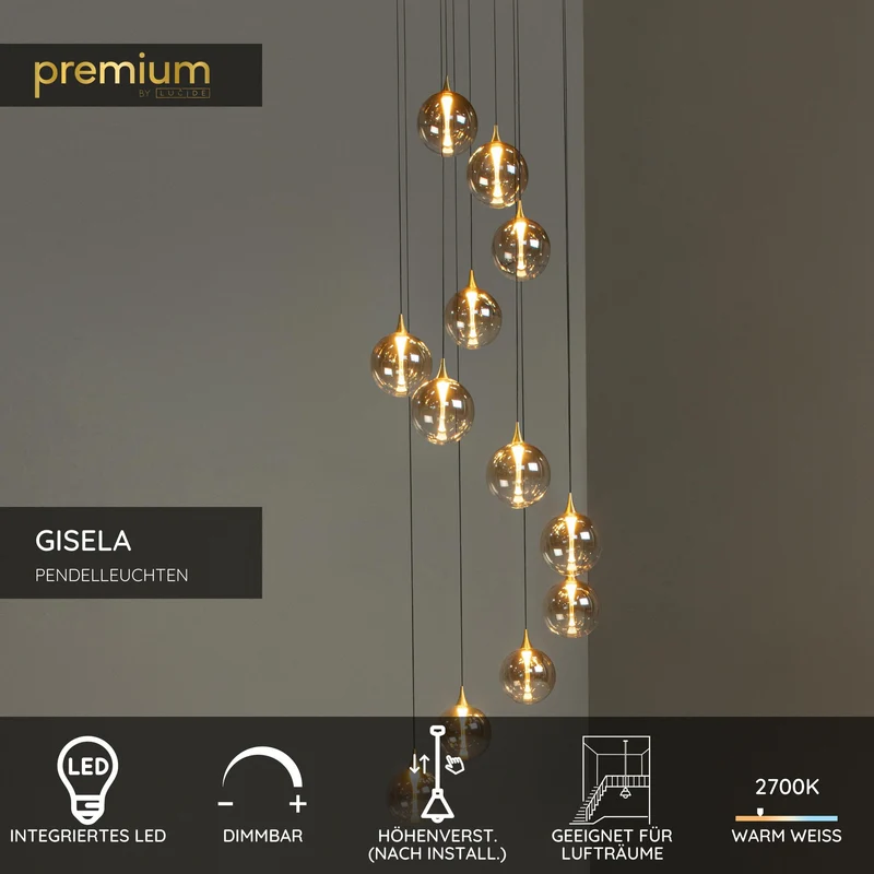 Pendelleuchte Gisela 12-flammig dimmbar höhenverstellbar