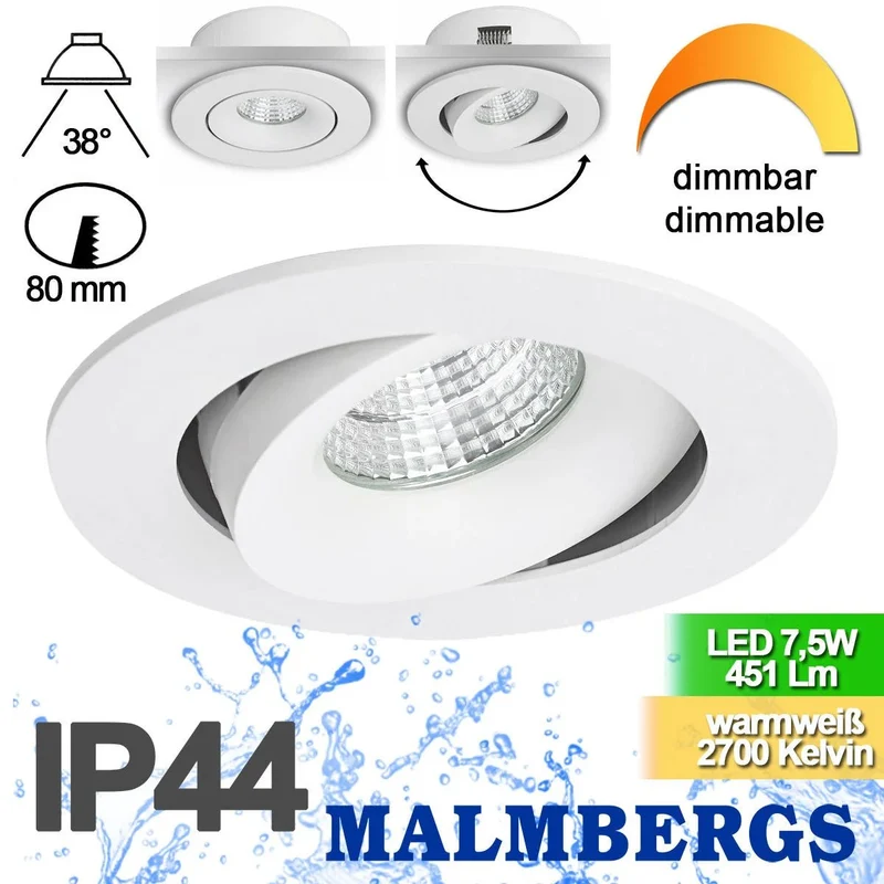 LED Einbaustrahler mit breitem Rahmen – Malmbergs MD-70 weiß