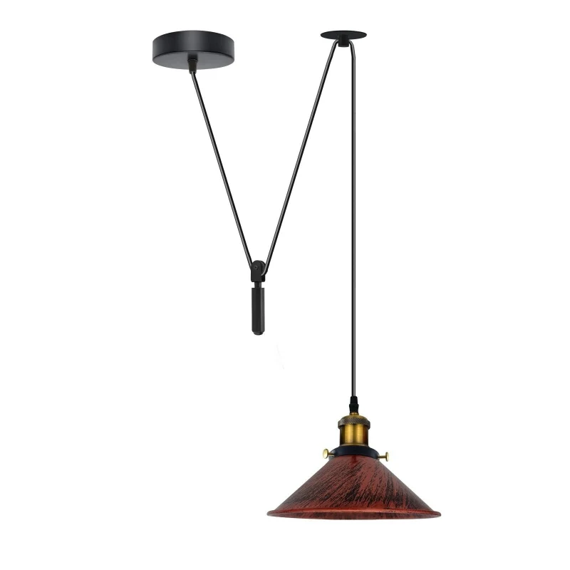 Höhenverstellbare Vintage Pendelleuchte mit Flaschenzug ~3188