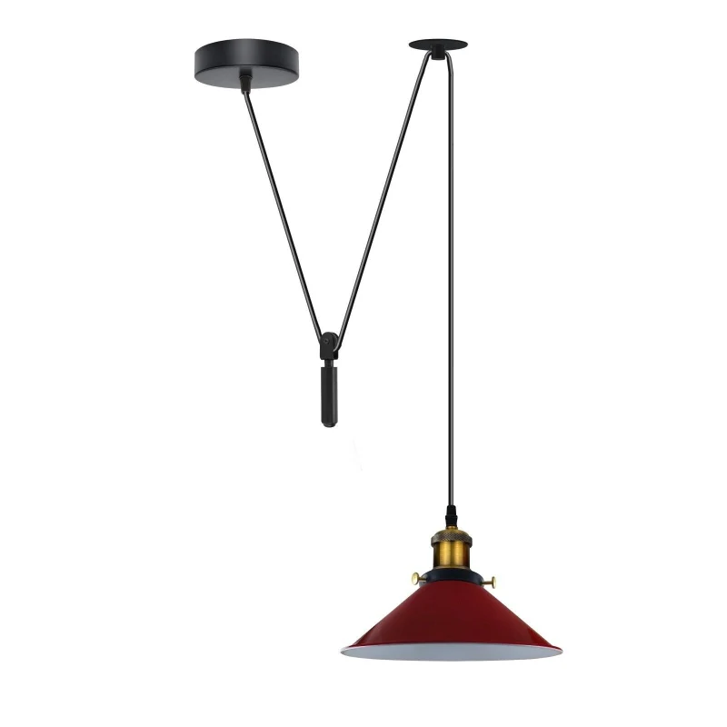 Höhenverstellbare Vintage Pendelleuchte mit Flaschenzug ~3188