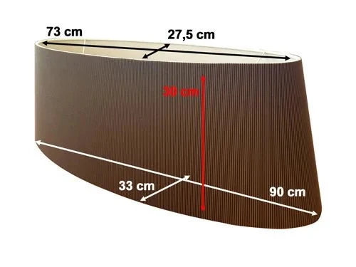 XXL Lampenschirm oval Plissee braun 90 cm für Hängelampe