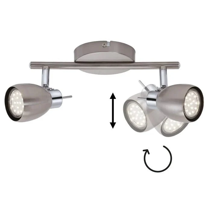LED Strahlerleiste 2-flammig nickel-matt – TWO Deckenspot schwenkbar inkl. GU10, 230V