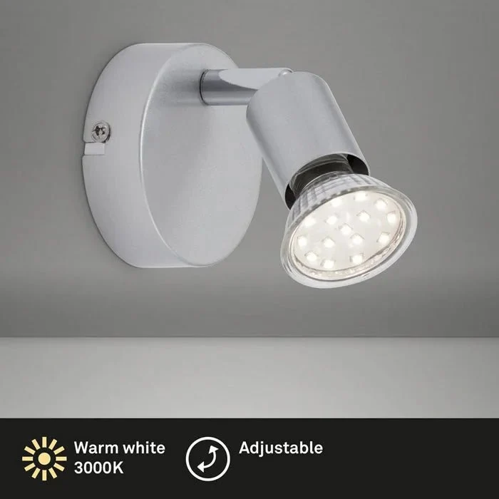 Briloner PICCO LED Wandleuchte titanfarbig – schwenk- & drehbarer GU10 Spot, warmweiß 3000K
