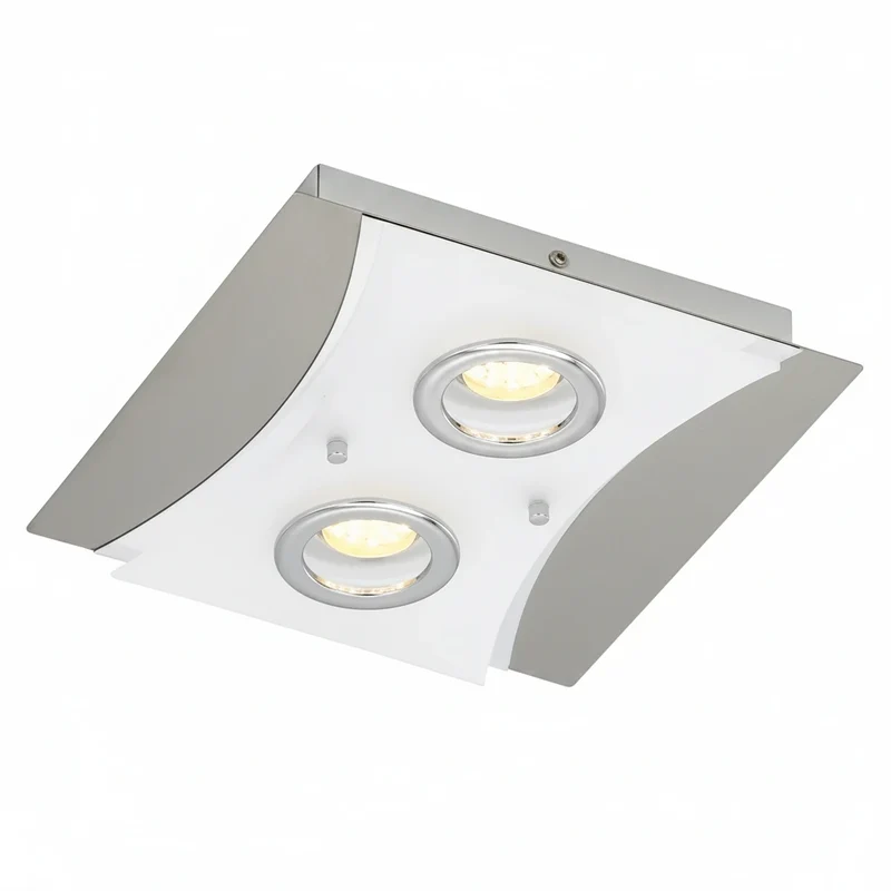 LED Deckenleuchte eckig flach RIPOSO 2-flammig nickel matt | Briloner