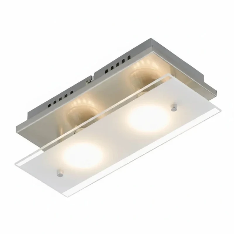 Kleine LED Wandlampe Deckenlampe aus Glas satiniert 2flg 12x27cm