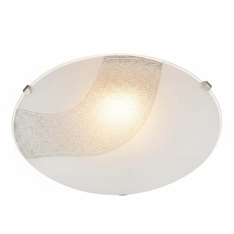 Runde LED Deckenleuchte NOVO Glas weiß mit Glitzer-Dekor 25cm