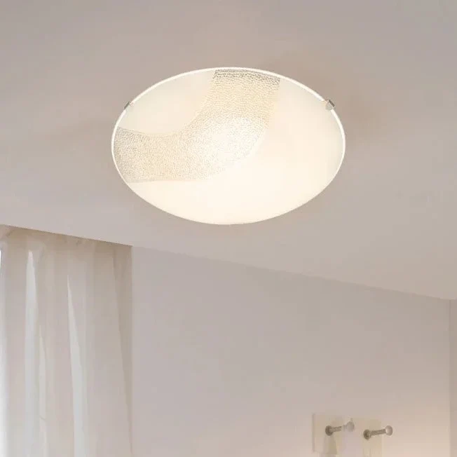 Runde LED Deckenleuchte NOVO Glas weiß mit Glitzer-Dekor 25cm