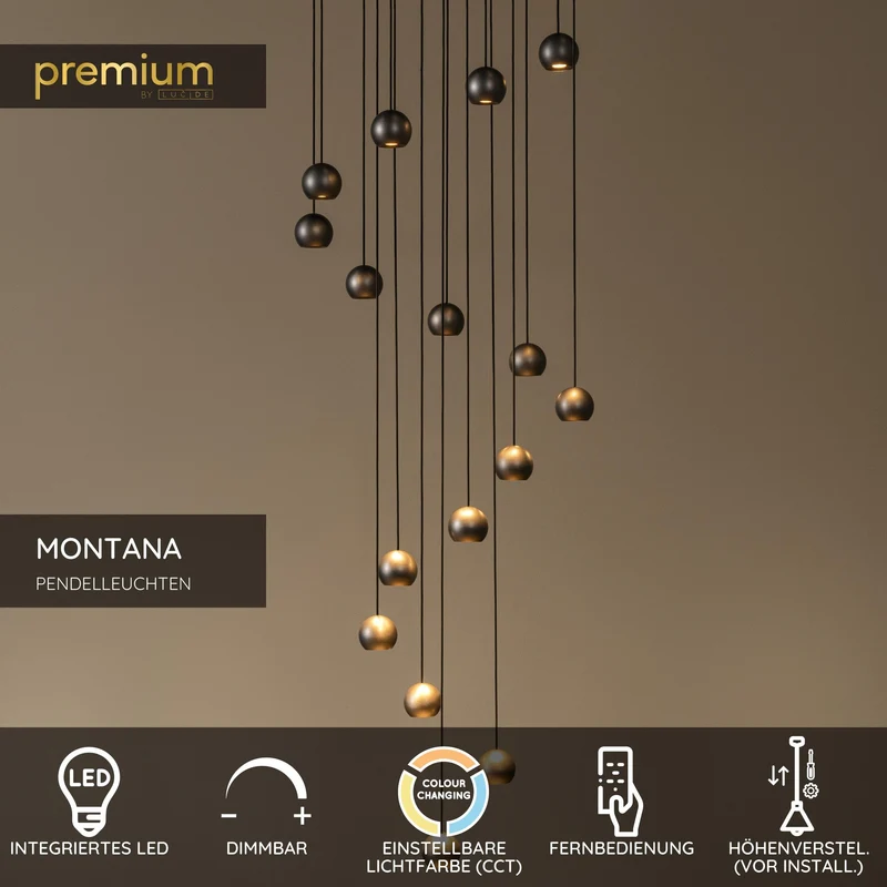 LED-Pendelleuchte Montana 16-flammig CCT dimmbar