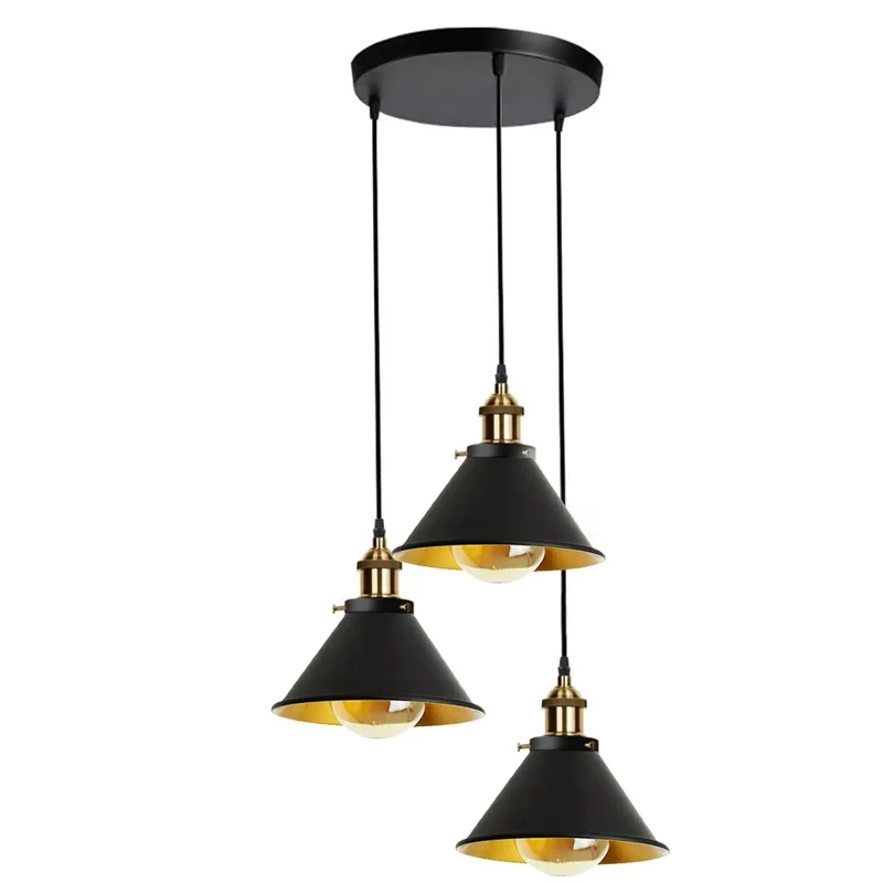Retro Industrial Style 3 Way Deckenlampenschirm Hängependelleuchten~2965