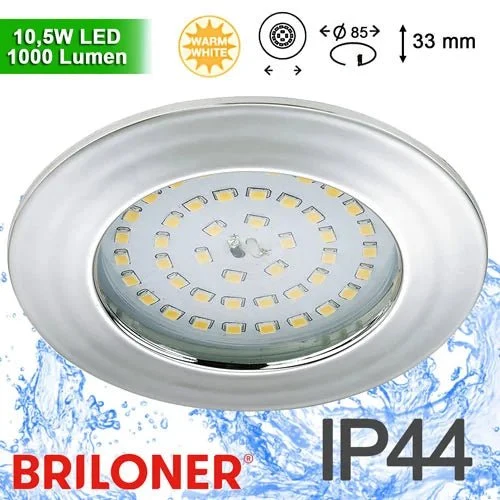 LED Einbauleuchte IP44 10,5 W warmweiß – flach, Ø 85 mm, 230 V