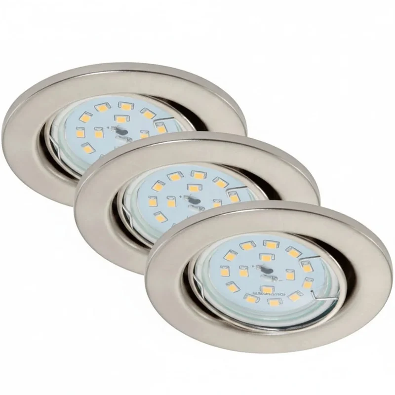 3er Set Einbaustrahler GU10 – nickel matt, schwenkbar, dimmbar, inkl. 5 W LED, Ø 68 mm | Briloner