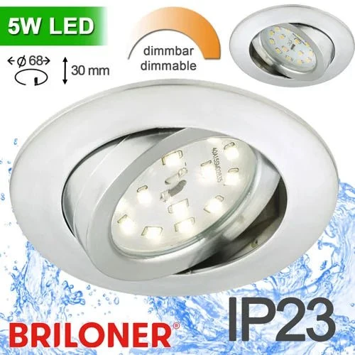 LED Einbaustrahler 68 mm dimmbar – ultraflach 30 mm, schwenkbar, 230 V | Briloner