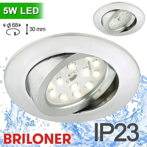 LED Einbaustrahler Aluminium – Briloner 8312-019 – ultraflach 30 mm – 68 mm – schwenkbar – 5 W warmweiß
