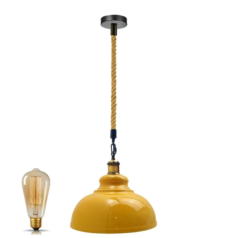 Industrial Hanfseil Pendelleuchte Mit E27 Deckenlampe~3037
