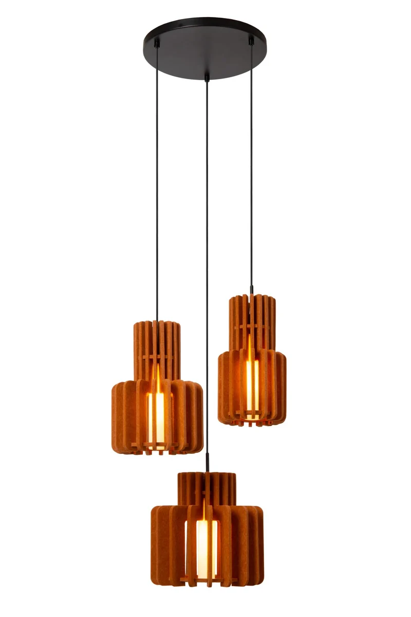 Pendelleuchte Rollo 3-flammig mit Glasschirm