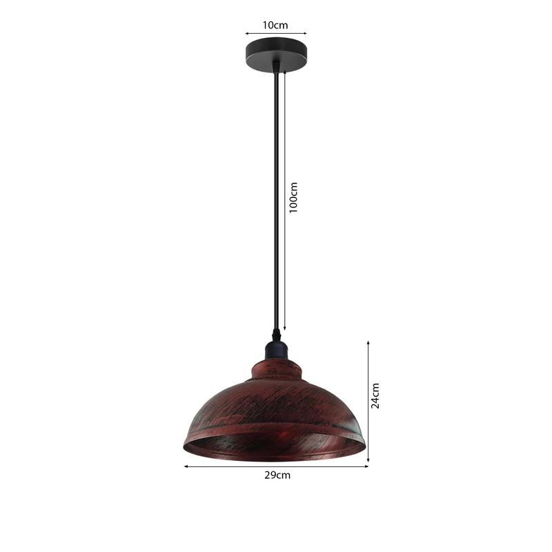 Retro-Industrie Pendelleuchte E27, Metall, Rustikales Rot, 95cm~2959