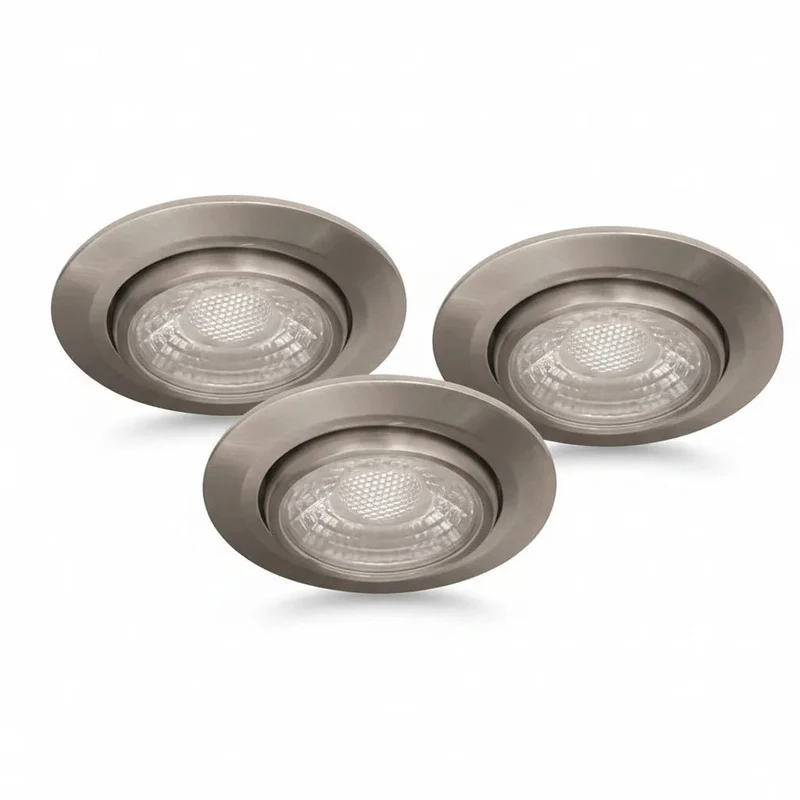 3er Set LED Einbaustrahler silber IP44 60 mm – dimmbar & schwenkbar – Malmbergs MD-13