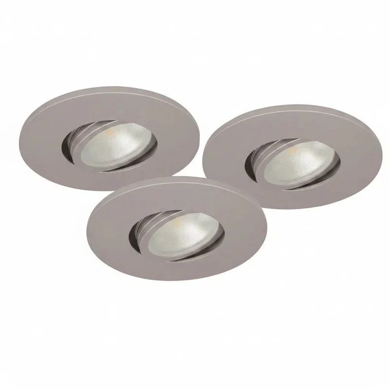 3er Set LED Einbaustrahler dimmbar schwenkbar silber matt IP44 – Malmbergs MD-350 Ultra Slim 68 mm