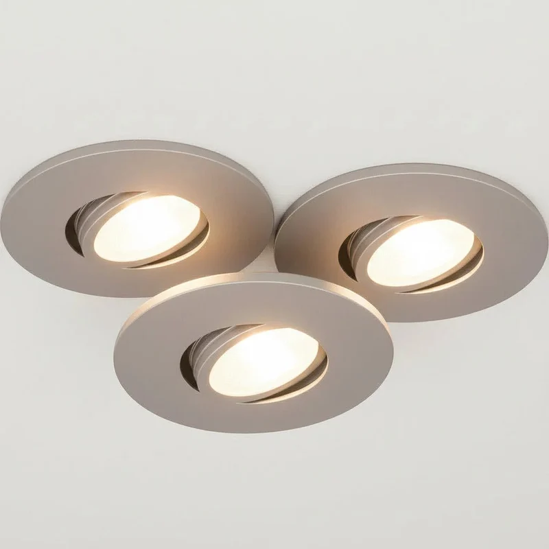 3er Set LED Einbaustrahler dimmbar schwenkbar silber matt IP44 – Malmbergs MD-350 Ultra Slim 68 mm