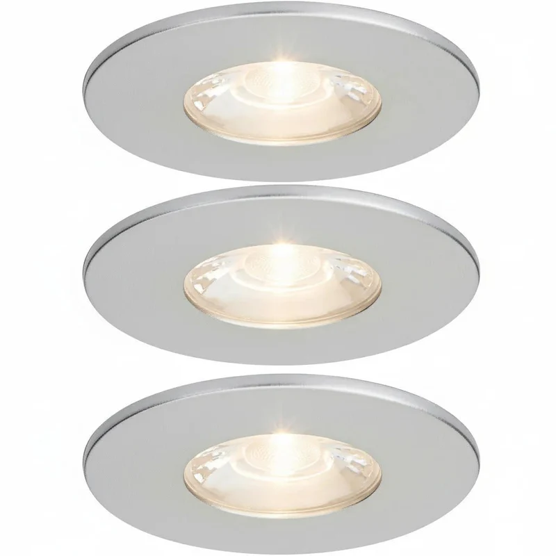 3er Set LED Einbaustrahler MD-881 – dimmbar, IP44, Ø 70 mm, warmweiß 2700 K, silber | Malmbergs