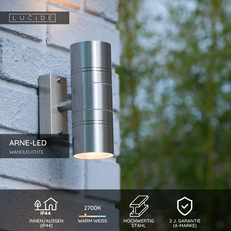 Außenwandstrahler Arne 2-flammig Up & Down LED IP44 Warmweiß