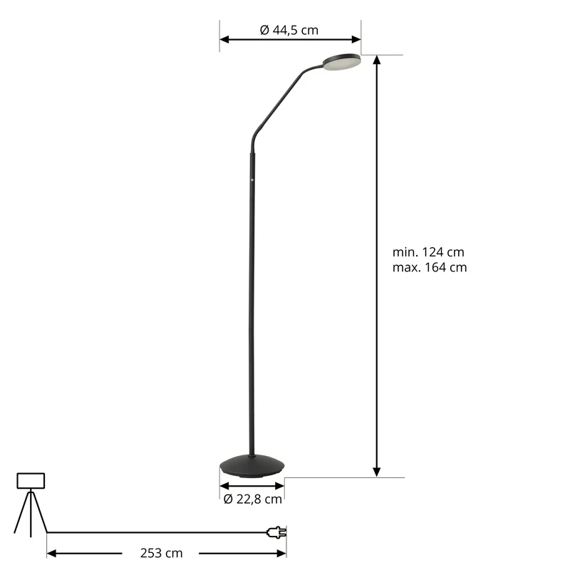 B-Ware Lindby Stehleuchte Standlampe LED Akku Elvyn Dimmer Schwarz Verstellbar dimmbar
