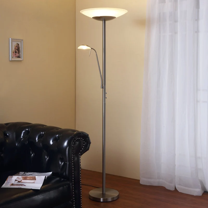 B-Ware Lindby Stehleuchte Deckenfluter LED Leselicht Ragna nickel dimmbar Leselampe