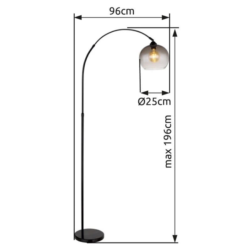 B-Ware Globo Stehlampe Standlampe Newcastle Stehleuchte 196 cm schwarz matt rauchgrau