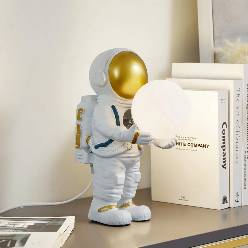 B-Ware Lindby Tischleuchte Kosmo LED Lampe Astronauten Design Keramik Glas weiß gold
