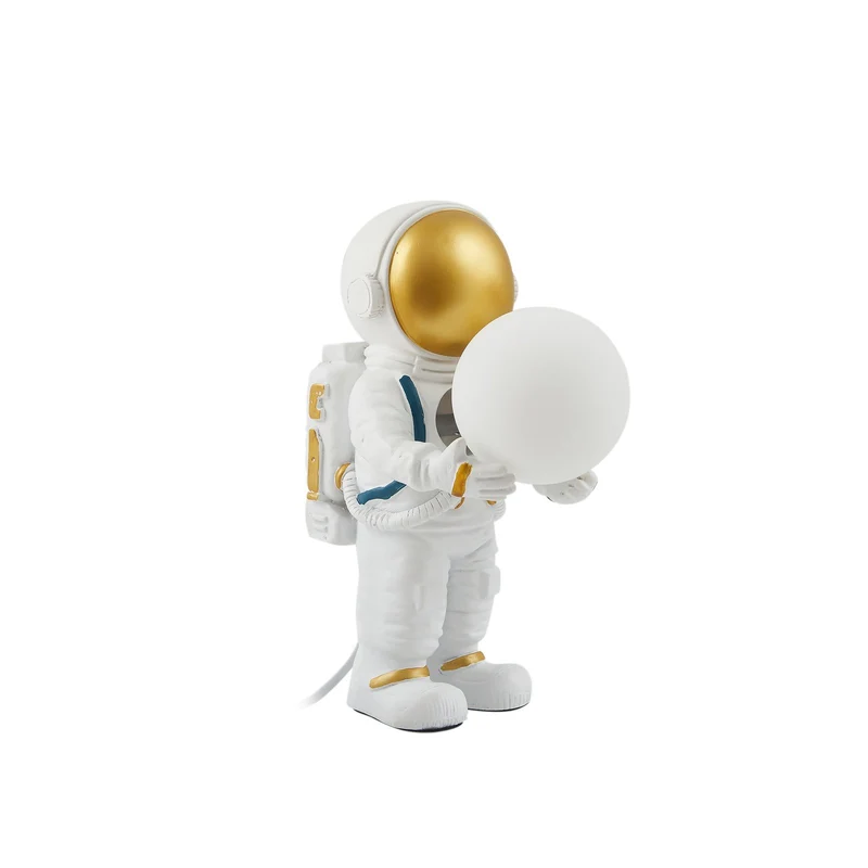 B-Ware Lindby Tischleuchte Kosmo LED Lampe Astronauten Design Keramik Glas weiß gold
