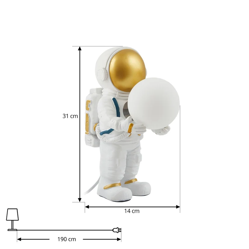 B-Ware Lindby Tischleuchte Kosmo LED Lampe Astronauten Design Keramik Glas weiß gold
