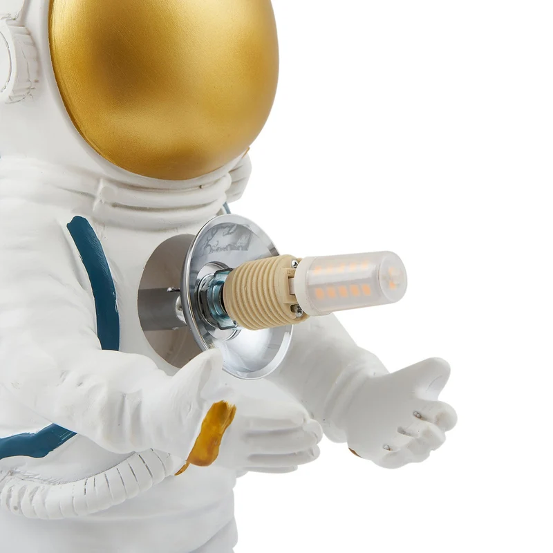 B-Ware Lindby Tischleuchte Kosmo LED Lampe Astronauten Design Keramik Glas weiß gold
