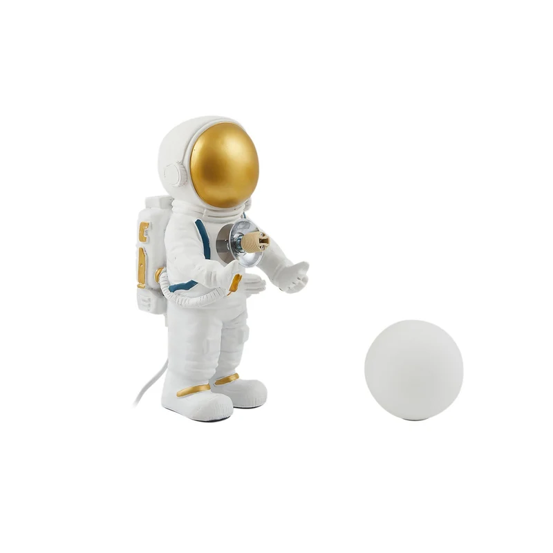 B-Ware Lindby Tischleuchte Kosmo LED Lampe Astronauten Design Keramik Glas weiß gold