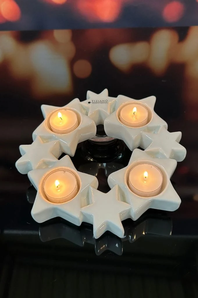 Kerzenring Cometa 23cm creme-weiß
