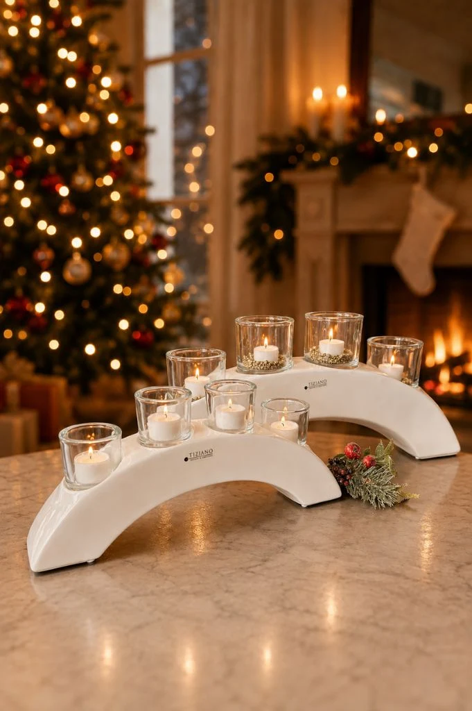 Adventsbogen Cortea creme-weiß mit Glas klar