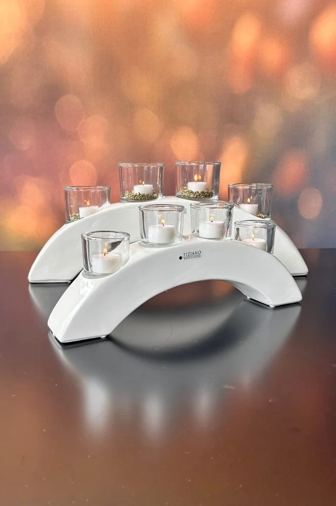 Adventsbogen Cortea creme-weiß mit Glas klar