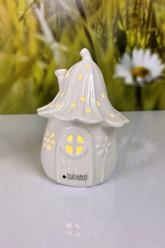 Dekoset Glasvase Carnia klar+Haus Solina LED creme-weiß