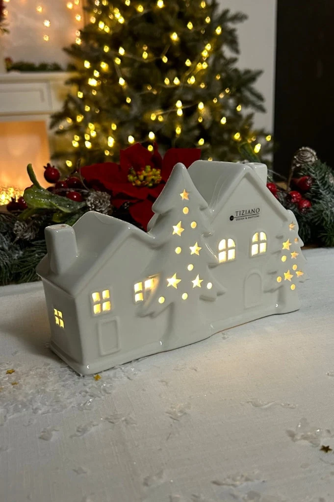 Doppelhaus Civorio Xmas LED creme-weiß