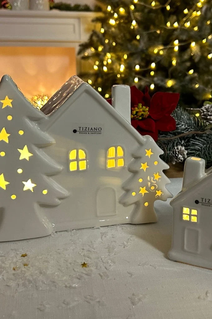 Doppelhaus Civorio Xmas LED creme-weiß