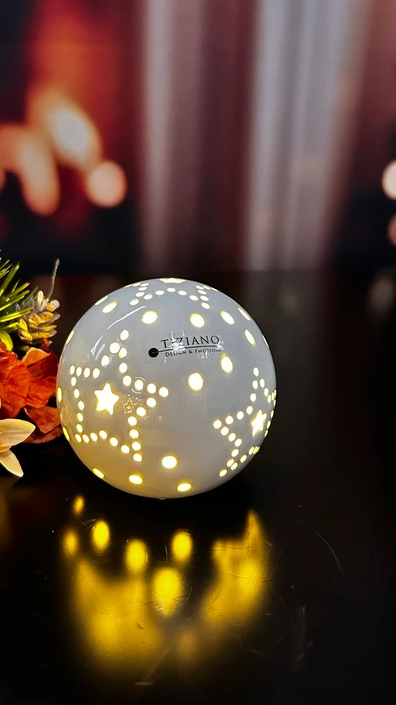 Deko Lichtkugel Tazzola creme LED