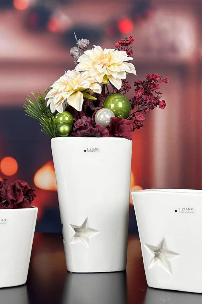 Vase Murales 25cm mit Stern creme-weiß